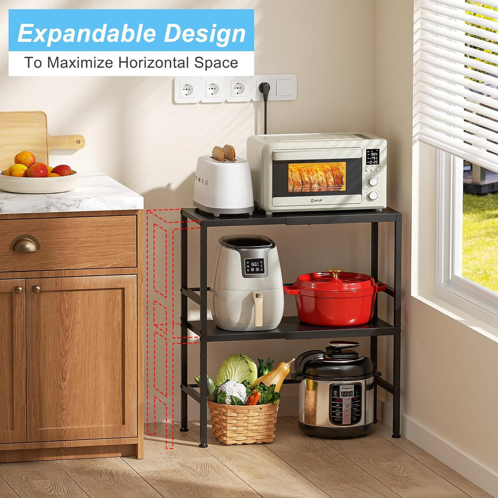 2-Tier Expandable Metal Storage Shelves, 150LBS Heavy Duty Shelving Units and Storage,Adjustable Utility Organization