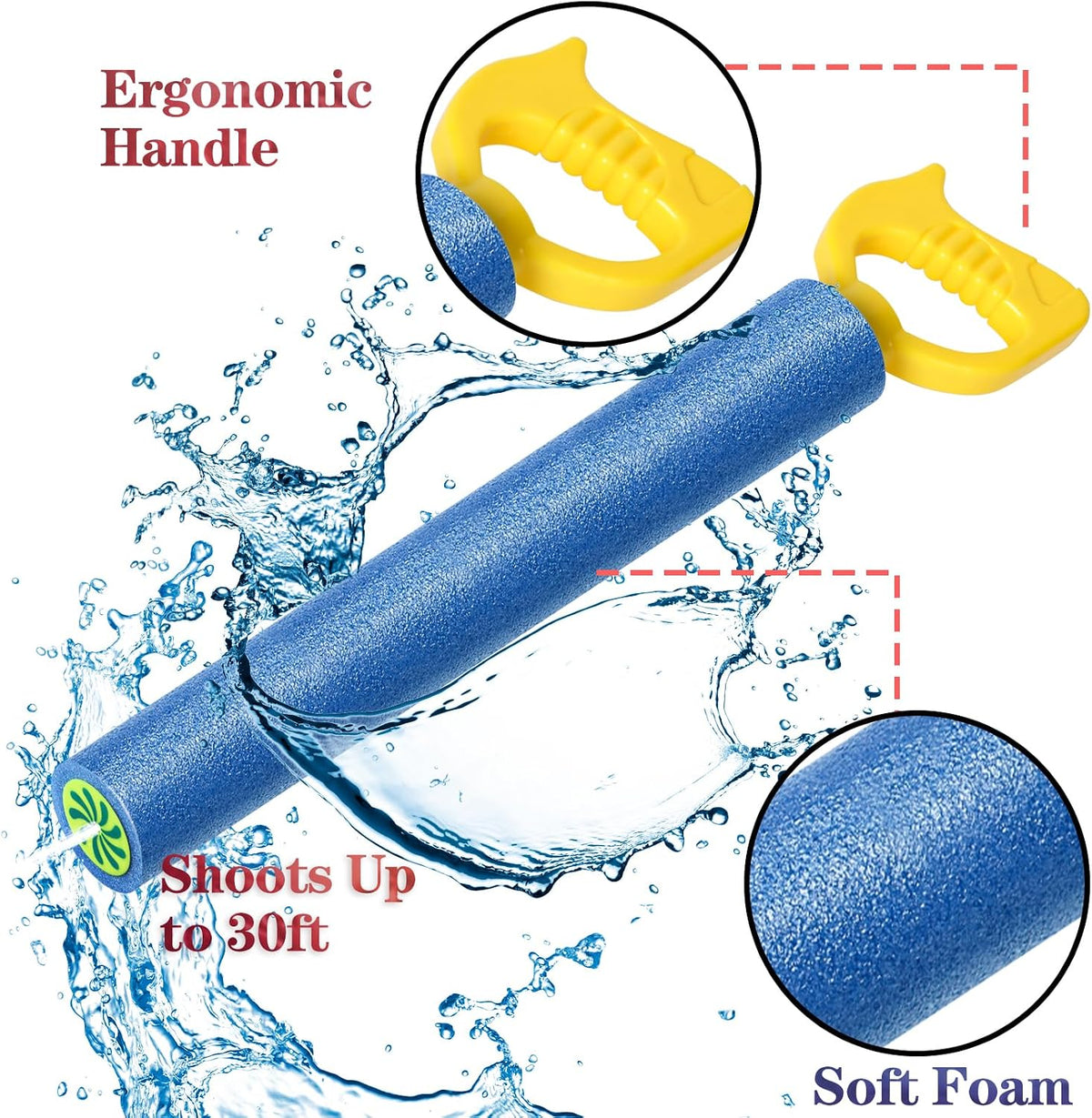 4-Pack Water Blaster Soaker Guns Set,15'' Water Guns with Plastic Handle Outdoor Swimming Pool Beach Summer Fun Party
