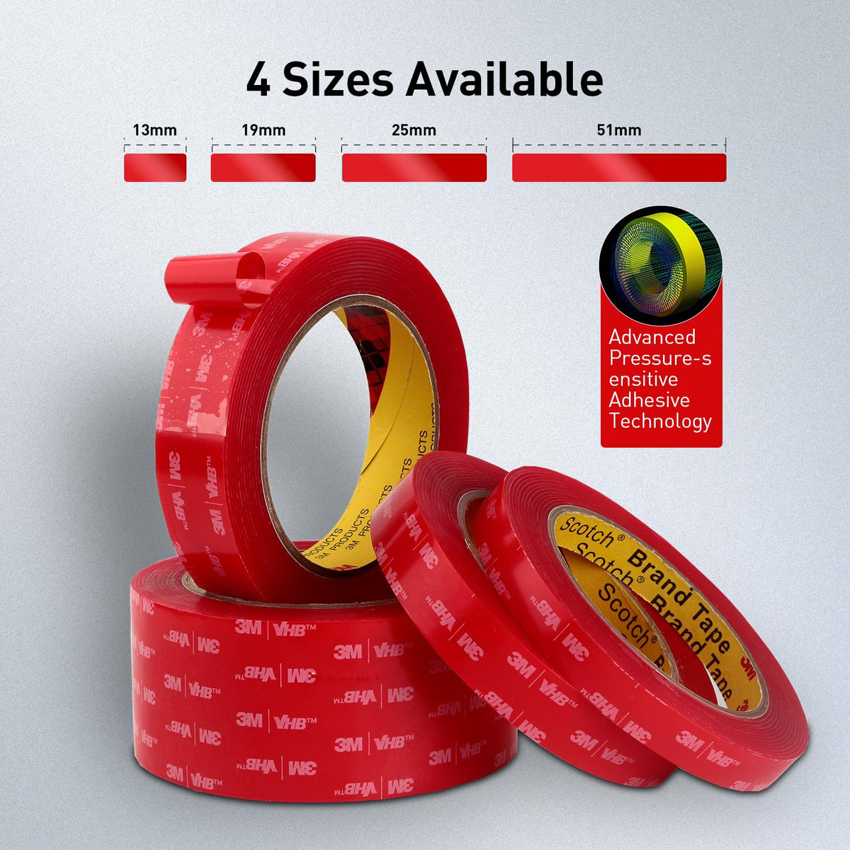 3M Double Sided Tape, Heavy Duty, 1" x 13.8Ft, 4910, Clear