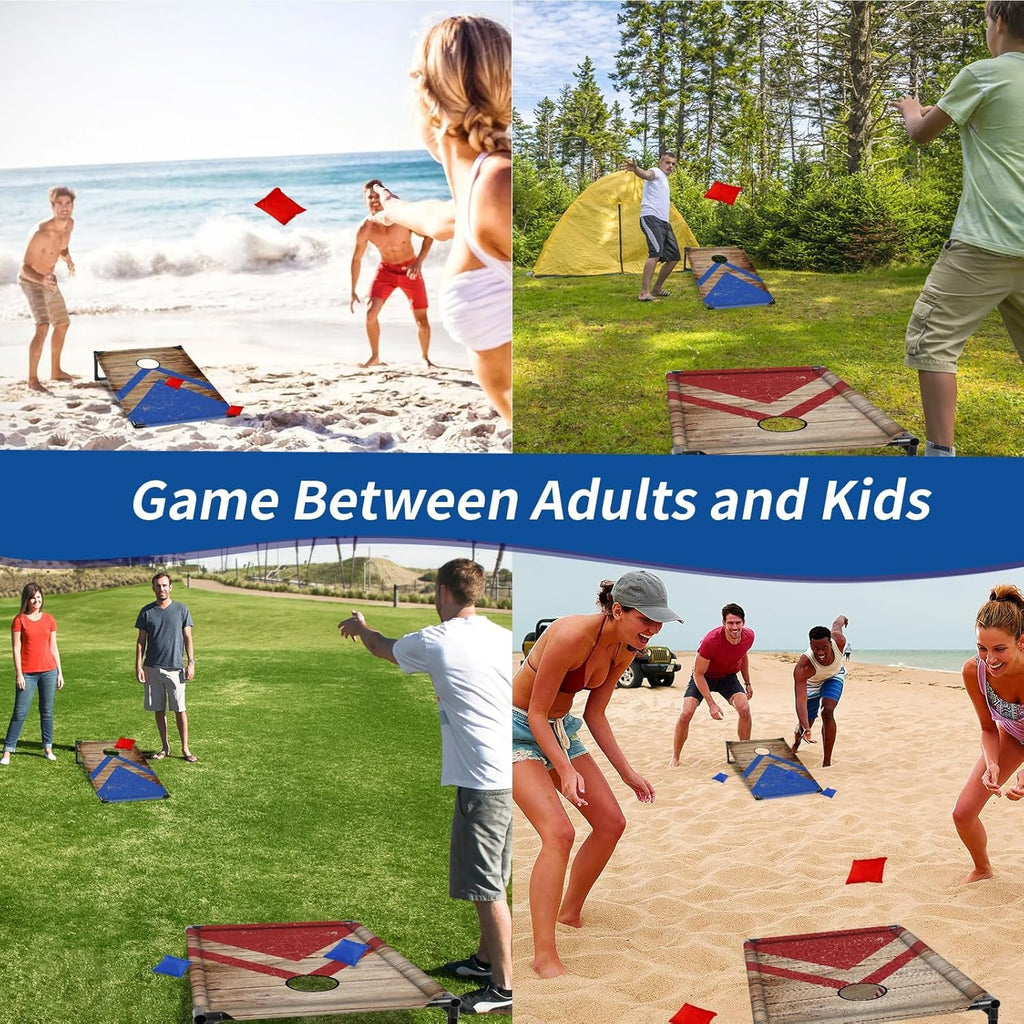 3x2 ft Cornhole Board Set with 8 Bean Bags and Carrying Bag, Outdoor Toss Game Set for Kids and Adults, Portable Corn