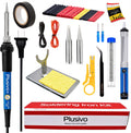 Soldering Iron Kit, 60W Adjustable Temperature 15-in-1, Solder Wire, 2 pcs Tips, Wire Cutter, Desoldering Pump