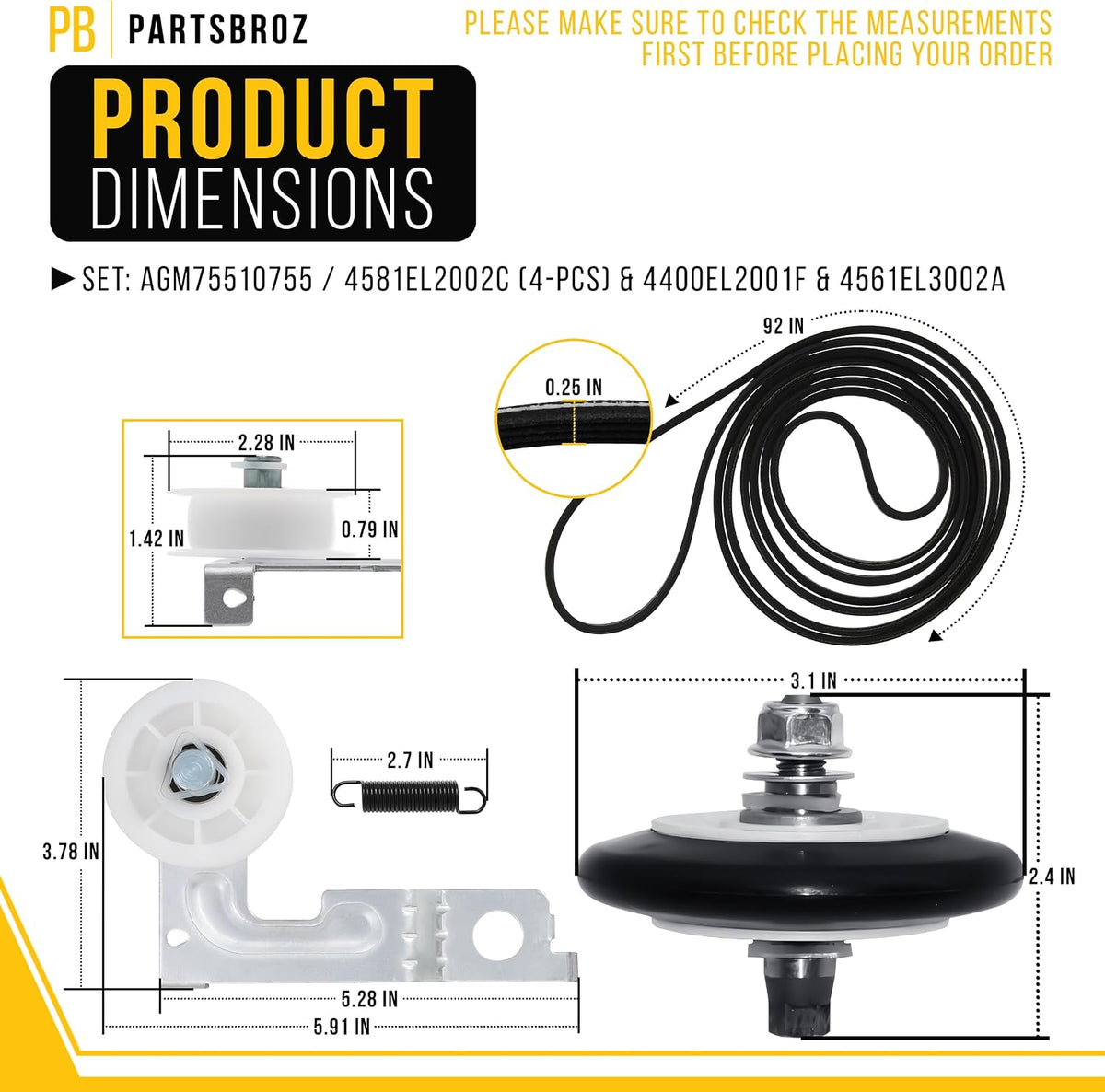 Dryer Roller Kit for LG DLG2302R