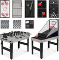 Combo Game Table Set for Home, Game Room, Friends & Family w/Ping Pong, Foosball, Basketball, Air Hockey, Archery