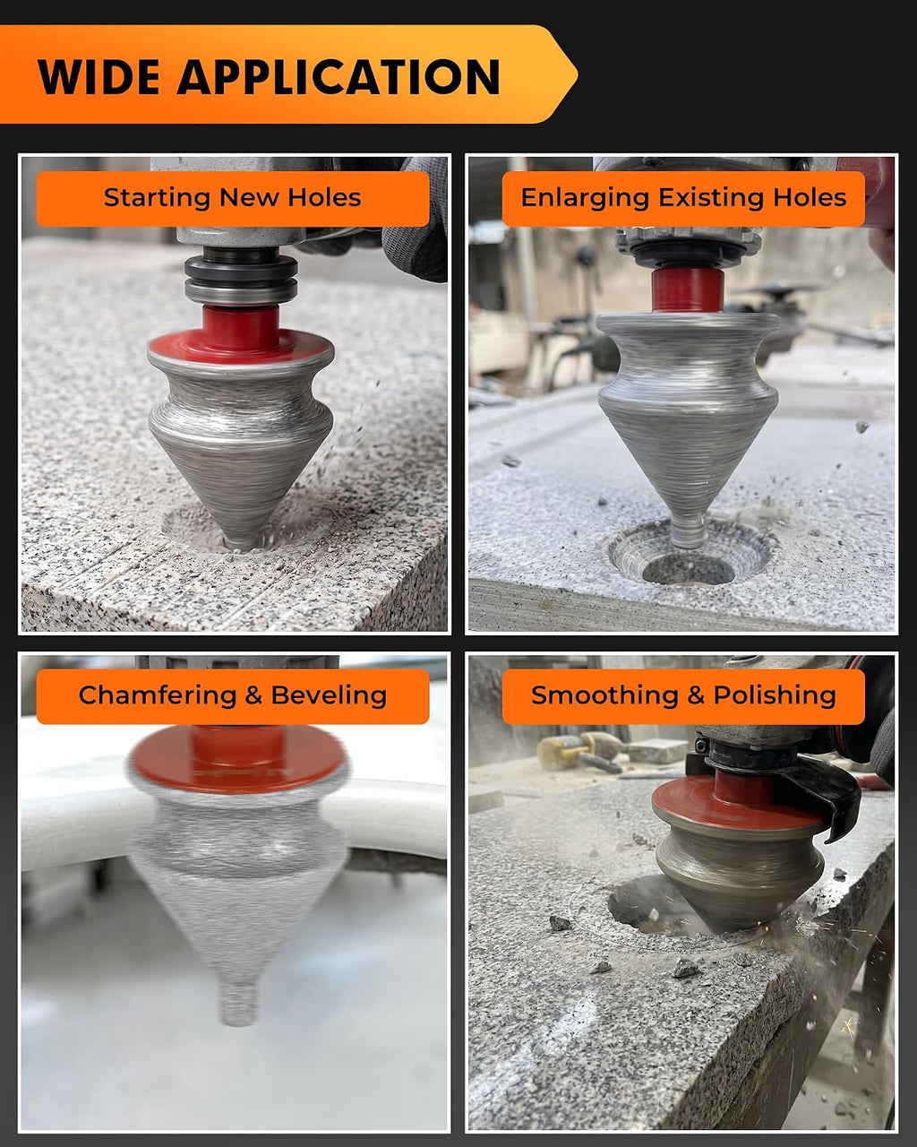 4-in-1 Diamond Beveling Chamfer Bit, Diamond Chamfering Bit for Grinder