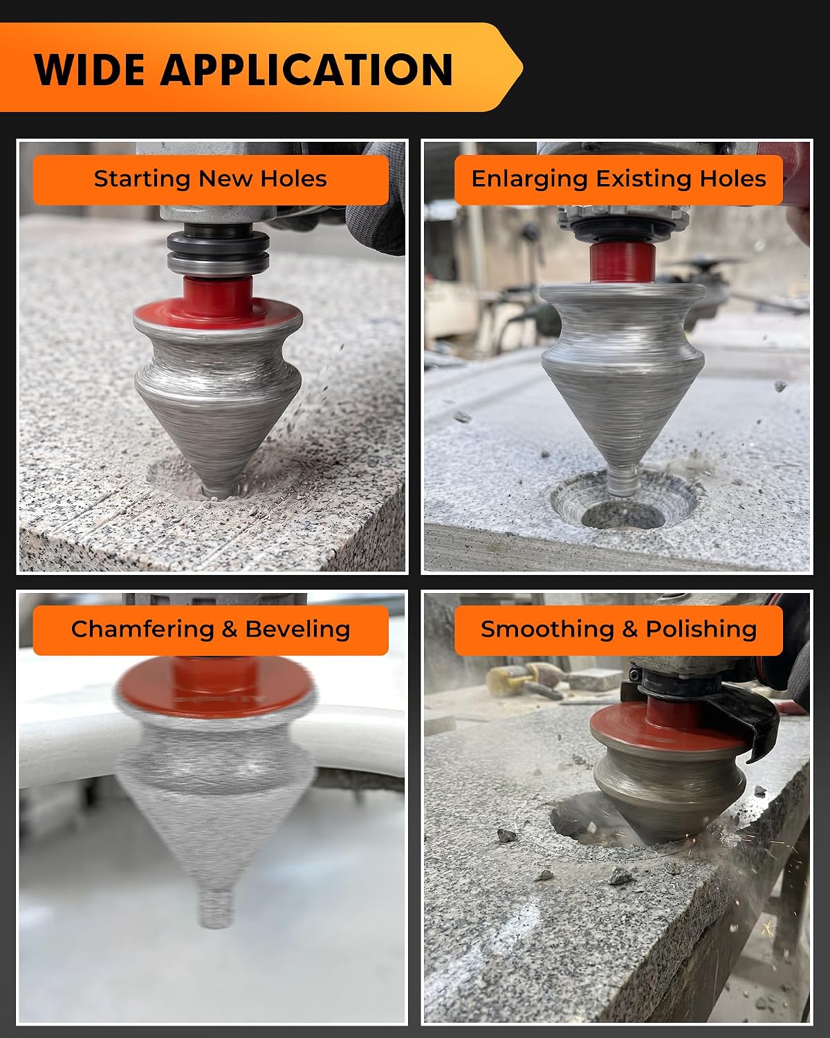 4-in-1 Diamond Beveling Chamfer Bit, Diamond Chamfering Bit for Grinder