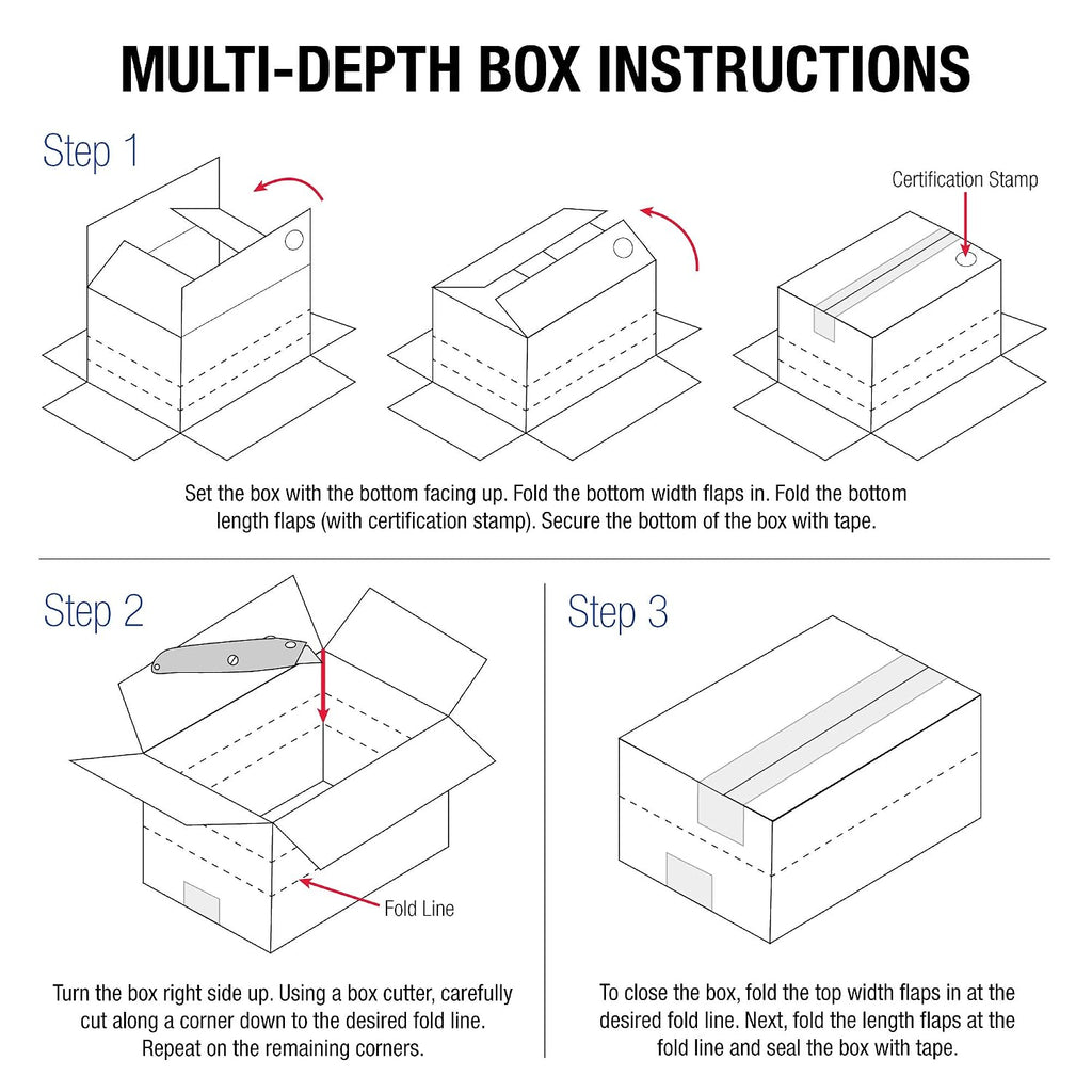 TLMD161616 Multi-Depth Corrugated Boxes, 16" x 16" x 16", Kraft (Pack of 10)