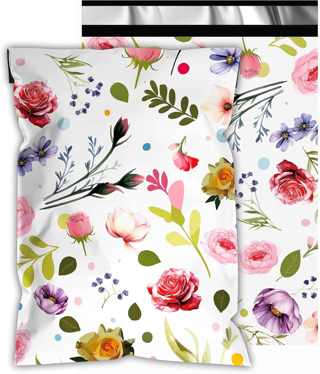 Poly Mailers 6x9 Inch, 100 Pack, Flower Self-Seal Shipping Bags