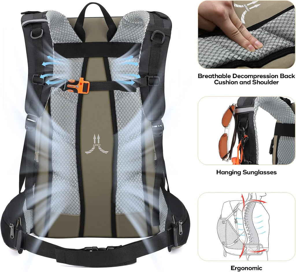 40L Hiking Backpack, Lightweight Camping Daypack with Rain Cover | Water-Resistant Rip-Stop Nylon, Wet/Dry