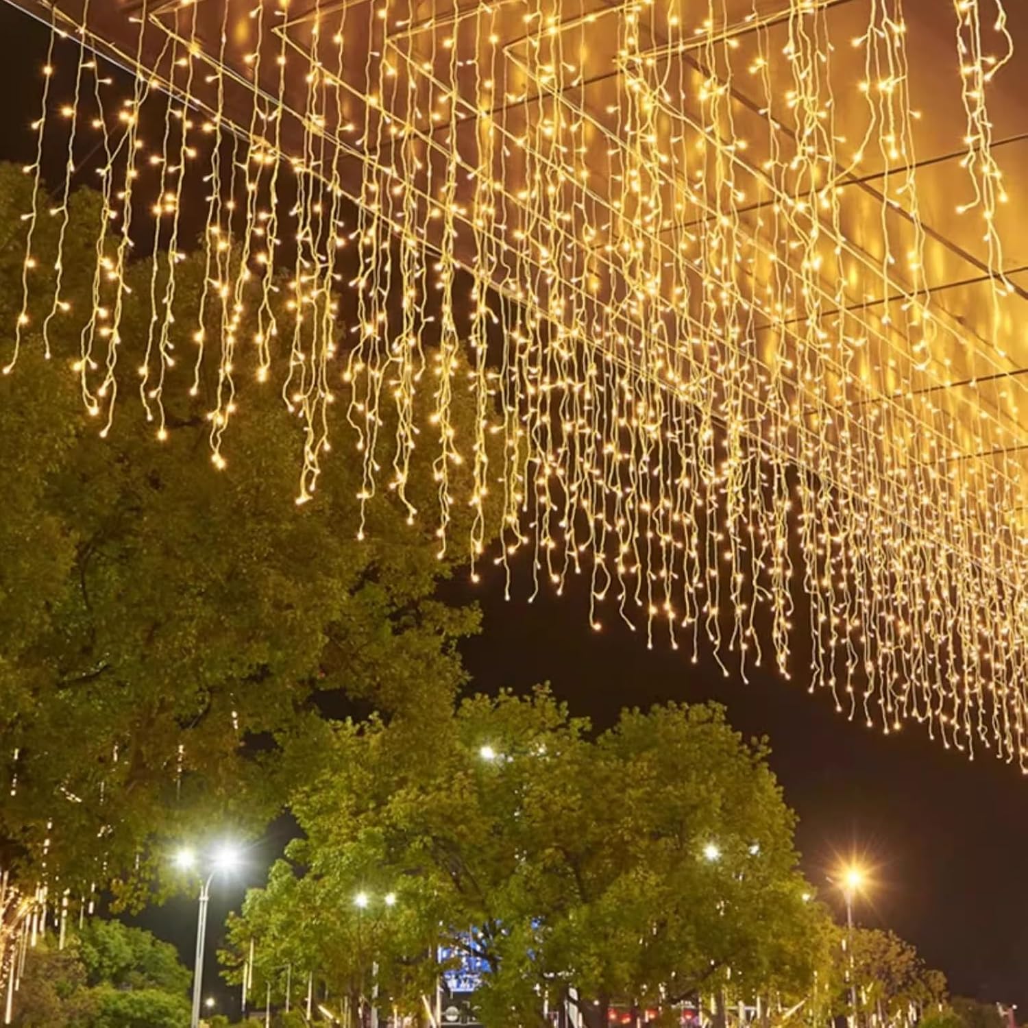 Icicle Christmas Lights, 16.4 FT 120 LEDs 8 Modes, Hanging Twinkle Connectable Memory Fairy Curtain String Lights for