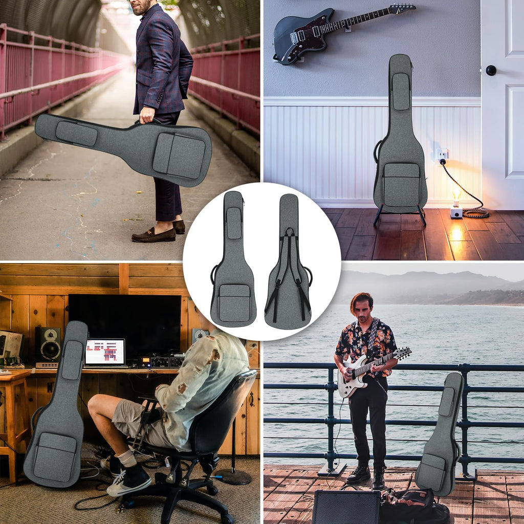 Electric Guitar Bag Padded Electric Guitar Gig Bag 11.5mm Padding Soft Guitar Case with Neck Strap, Back Hanger Loop