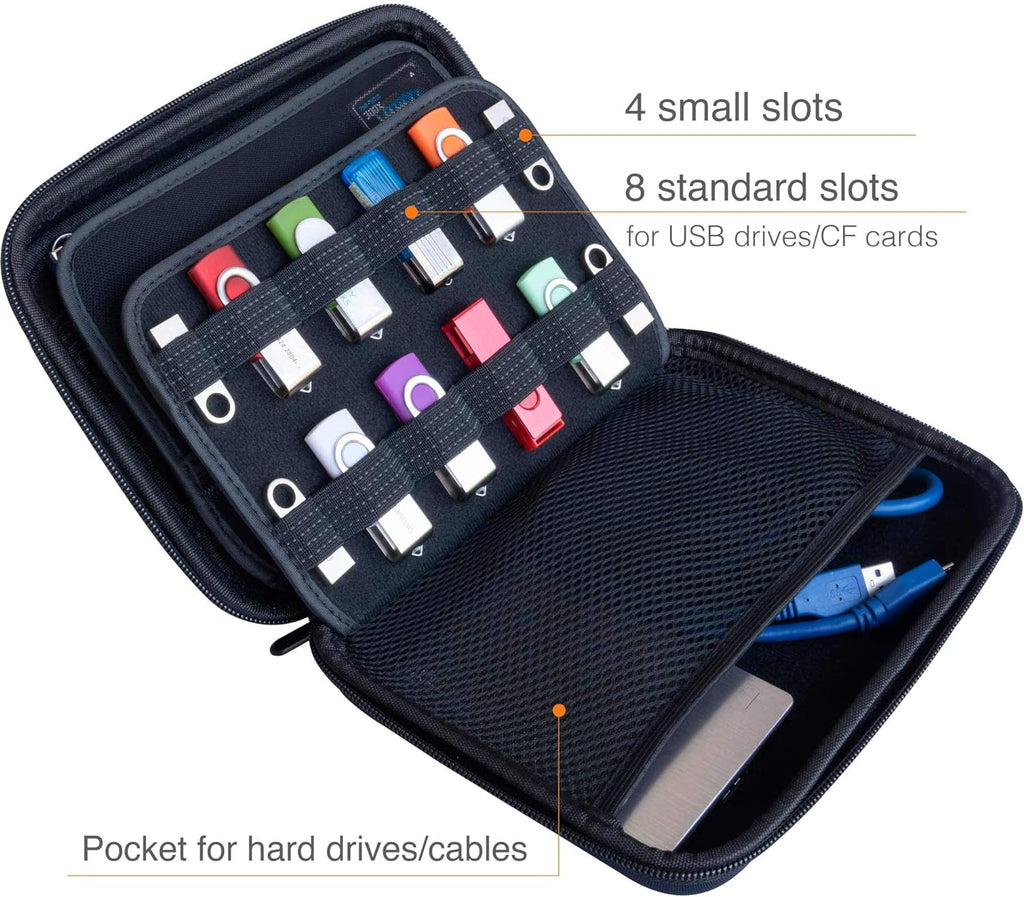 Large Capacity USB Thumb Flash Pen Drive Storage Organizer Holder/SD Card Memory Card Holder Case/External Hard Drive