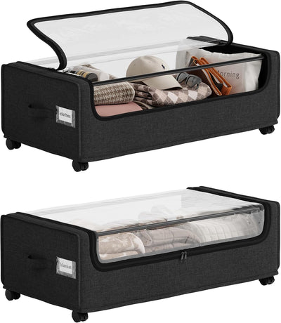 Under Bed Storage With Wheels, XXXXL Large Underbed Storage Organizer, 90L Capacity