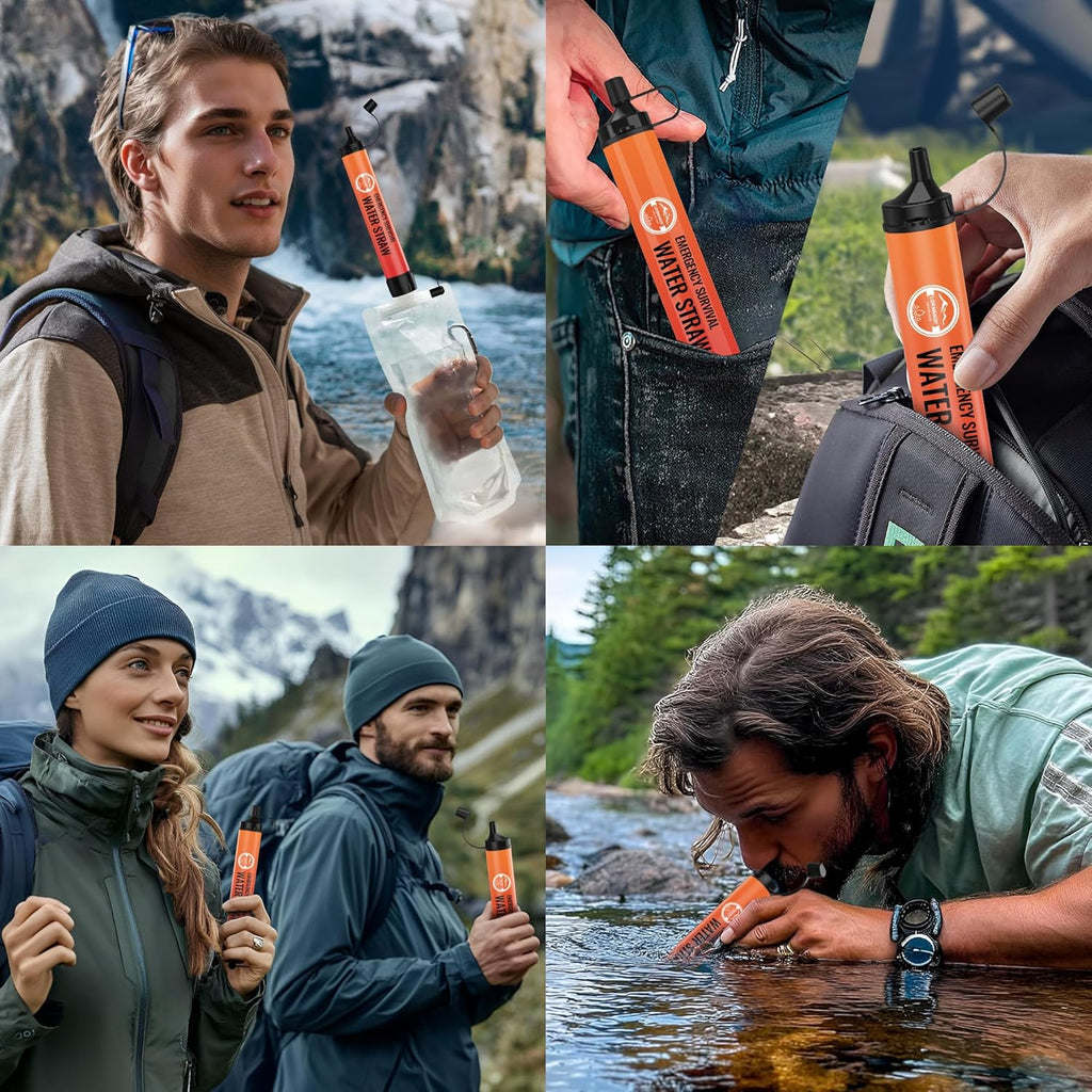Straw Water Filter 5 Pack – Outdoor Camping & Hiking Survival Gear Kit for Family Use, Ultra-Light Personal Filter