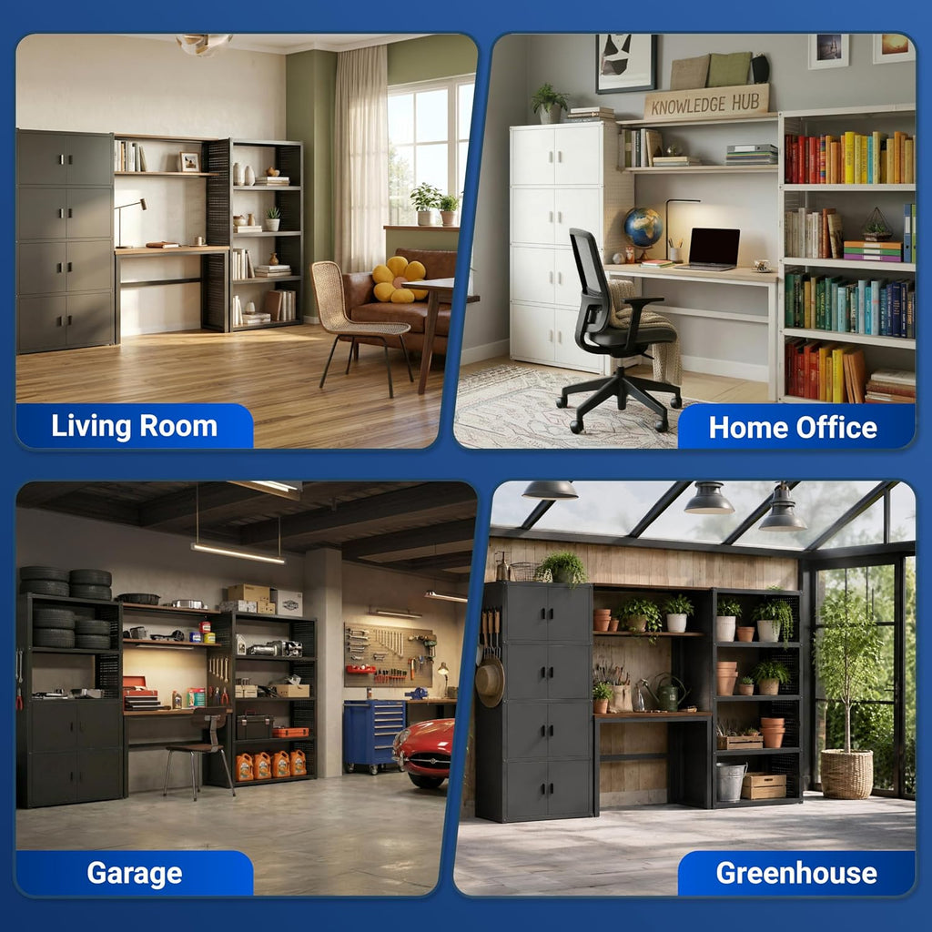 117"L 3-in-1 Modular Garage Storage Cabinet with Workbench