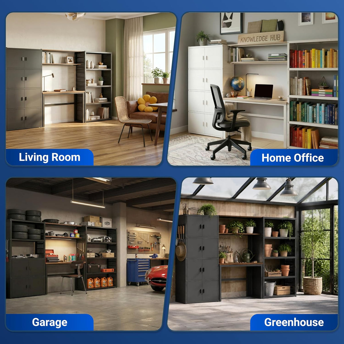 117"L 3-in-1 Modular Garage Storage Cabinet with Workbench