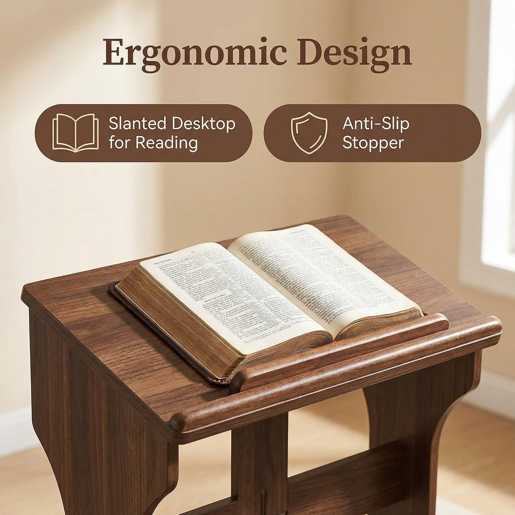 Prayer Kneeler Wooden Bench Stool with Padded Cushion and Storage Shelf - Heavy Duty Solid Wood Prayer Kneeler for