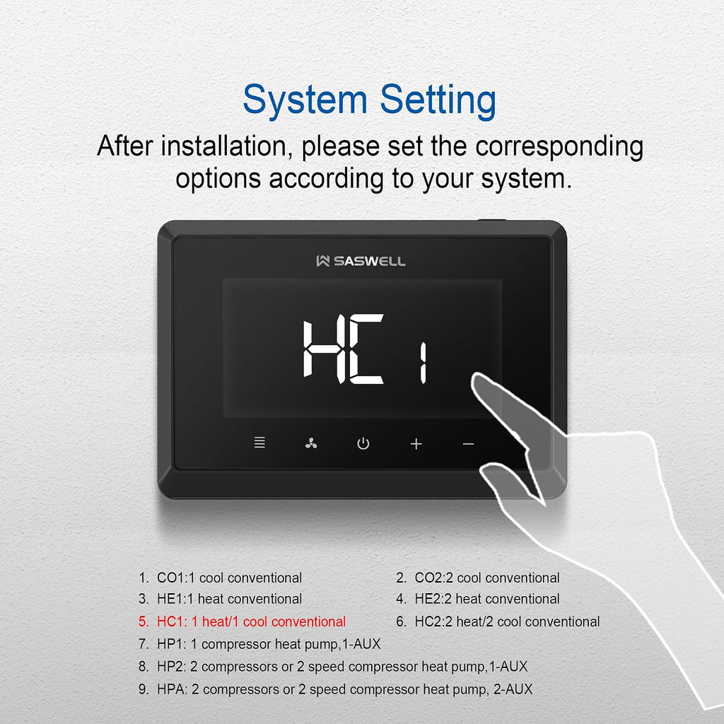 Smart WiFi Thermostat for Home, Programmable Thermostat 3H/2C for Heat Pump & Conventional Systems, Tuya App Control