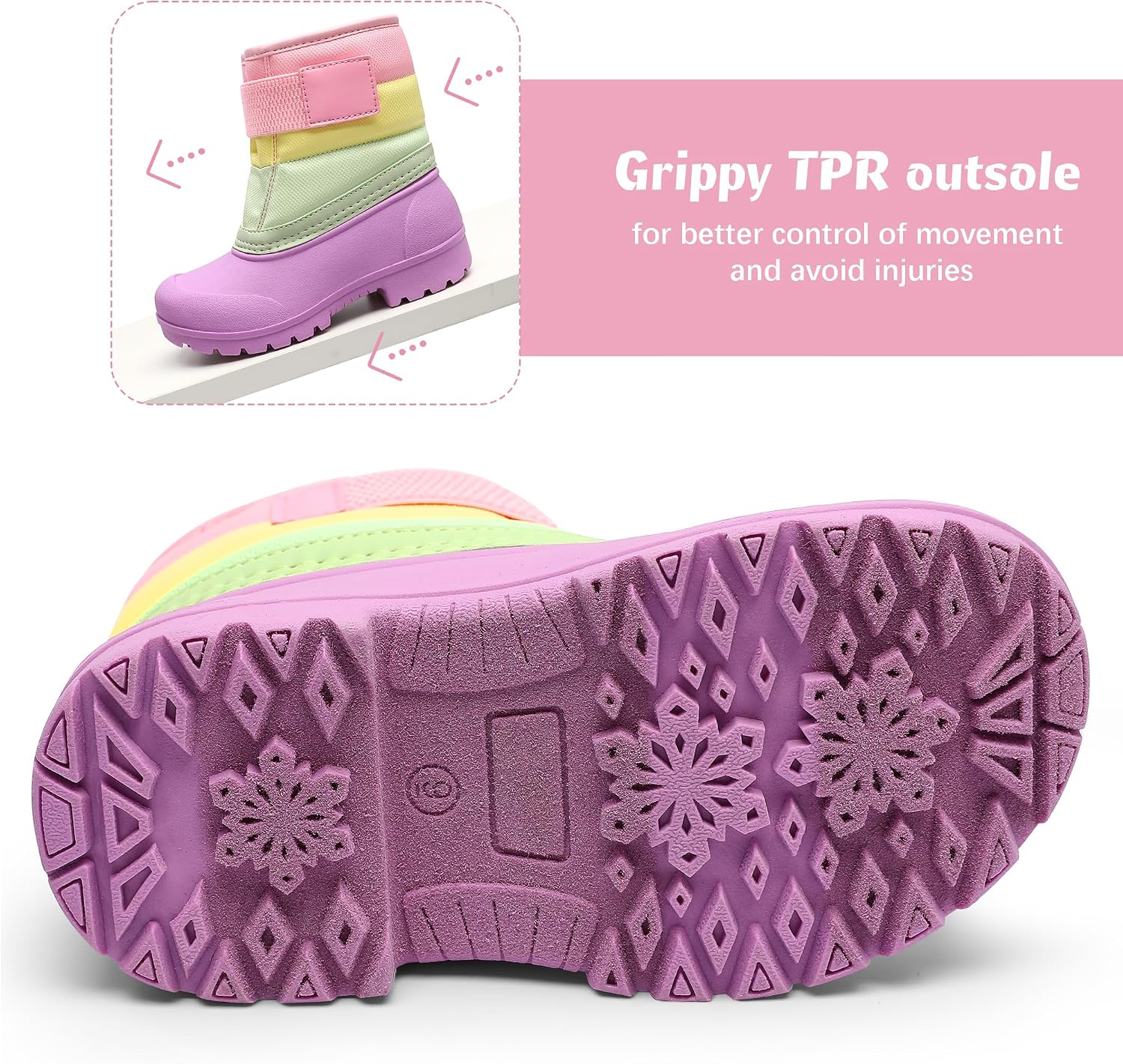 Boys Girls Winter Snow Boots Waterproof Outdoor Warm Liner Non-Slip Elastic Band Shoes for Toddler/Little Kid/Big Kid
