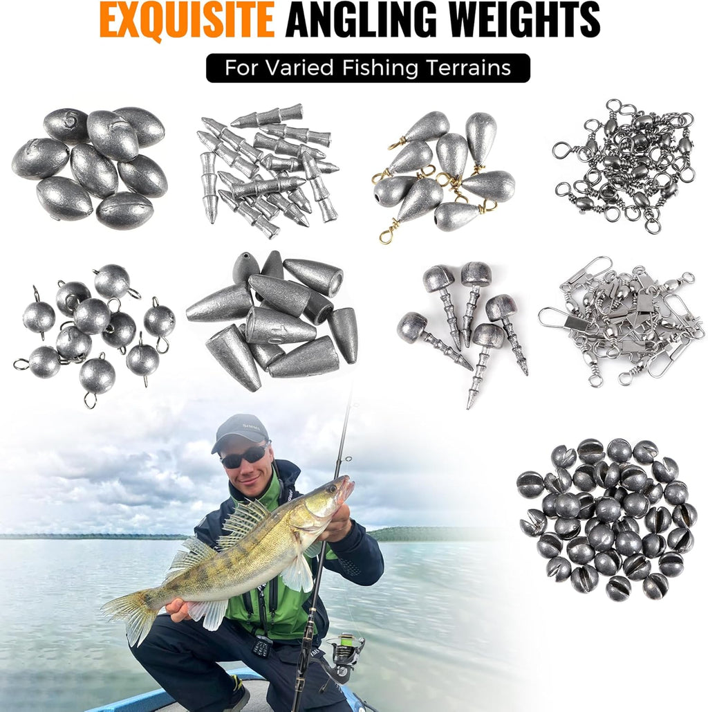 264/397pcs Fishing Accessories Kit, Organized Fishing Tackle Box with Tackle Included, Fishing Hooks, Fishing Weights