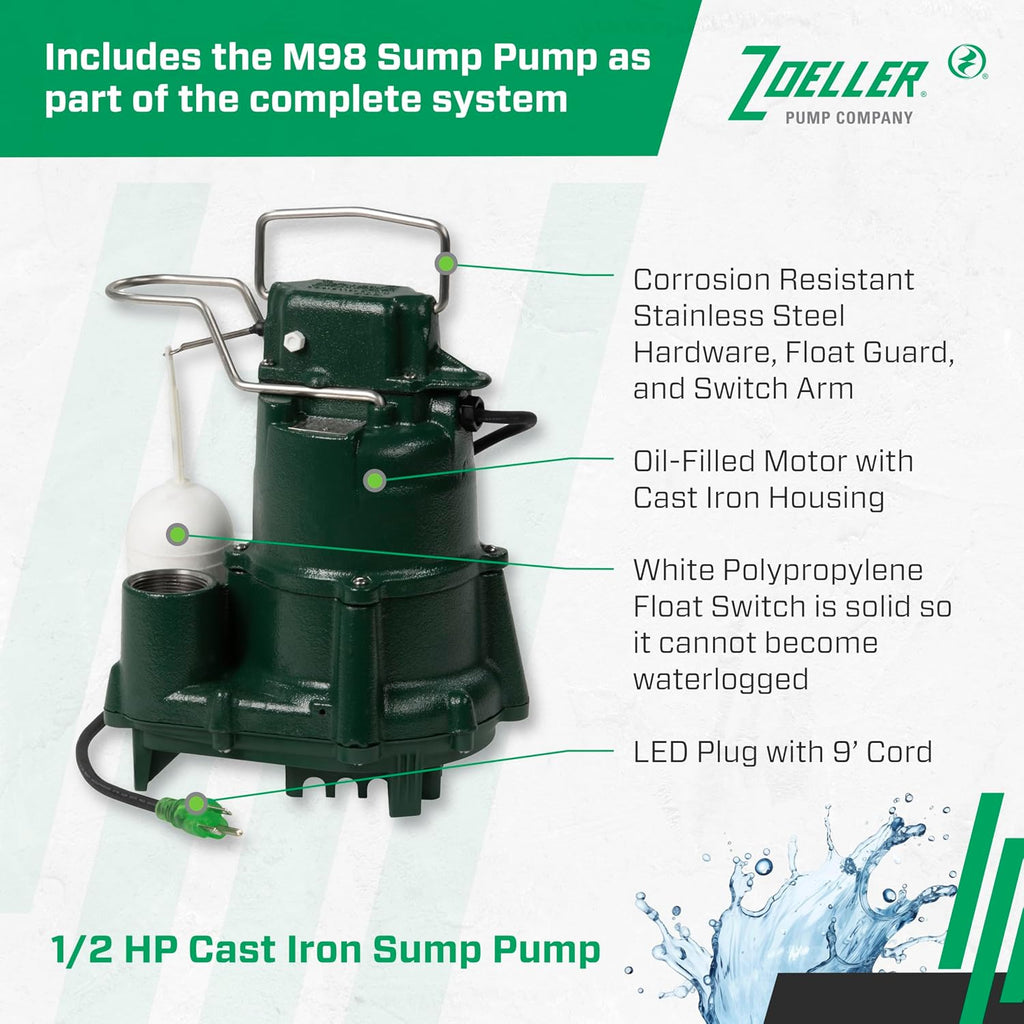 Zoeller 508-0007 AquaNot Spin 508 ProPak – Complete Sump Pump System