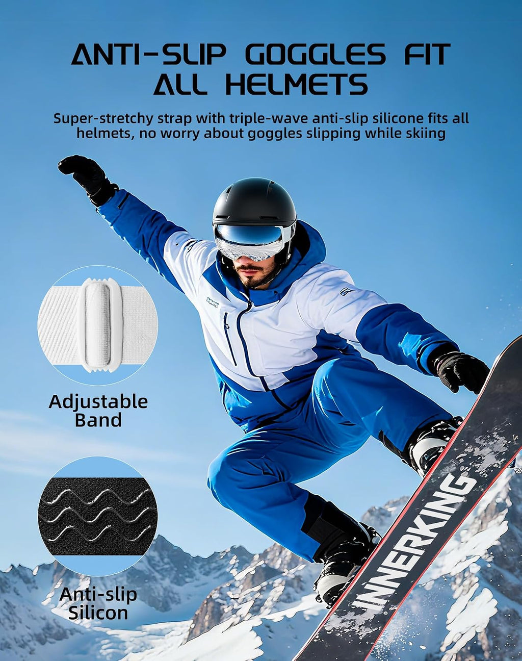 Magnetic Ski Goggles, Interchangeable OTG Snowboard Goggles | SGS-certified anti-fog lenses, 16 N52 magnets