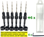 FTG USA 6 Pc #6 (9/64") Countersink Drill Bit Set with Tapered Drill Bits