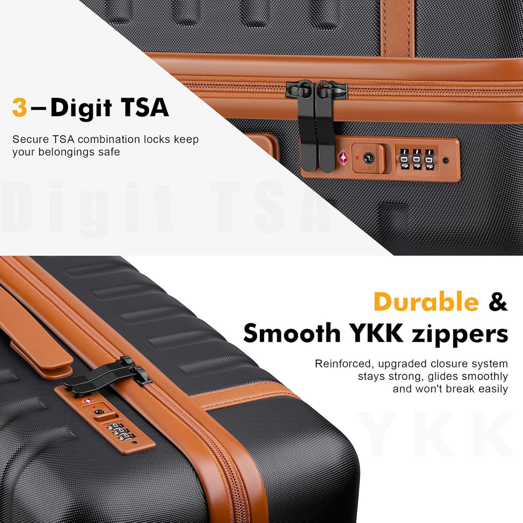 Luggage Sets 3 Piece with Spinner Wheels, Lightweight PC Hardside Suitcase with TSA Lock & YKK Zippers, 20 Inch Carry