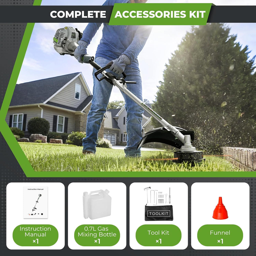 36CC Gas Powered Weed Wacker 3-in-1, 2-Stroke Gas Powered Weed Eater String Trimmer, Brush Cutter 3/40-Tooth Blade