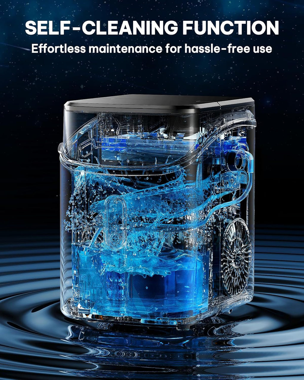 Nugget Ice Maker Countertop, Pebble Ice Maker with Soft Chewable Ice, One-Click Operation Ice Machine with
