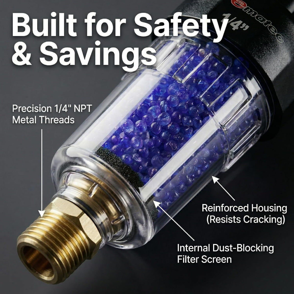 LE LEMATEC Inline Air Dryer & Desiccant Filter for Paint Spray Gun