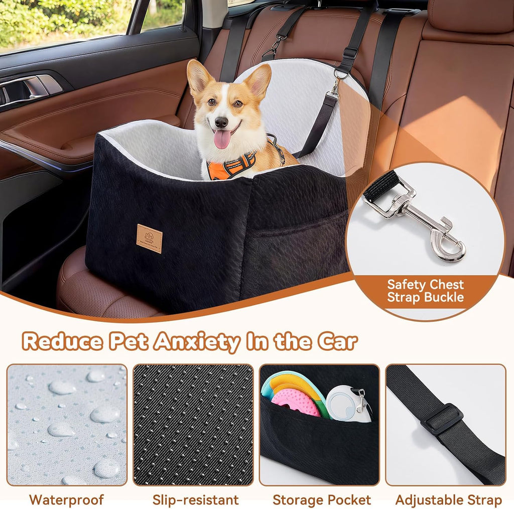 Dog Car Seat for Medium/Small Dogs, Dog Booster Car Seat, Pet Booster Seats Up to 40lbs with Waterproof Layer, 3