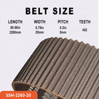 PODYORK STD S5M-2260 20mm Timing Belt 1-Pack Closed Loop for CNC Router