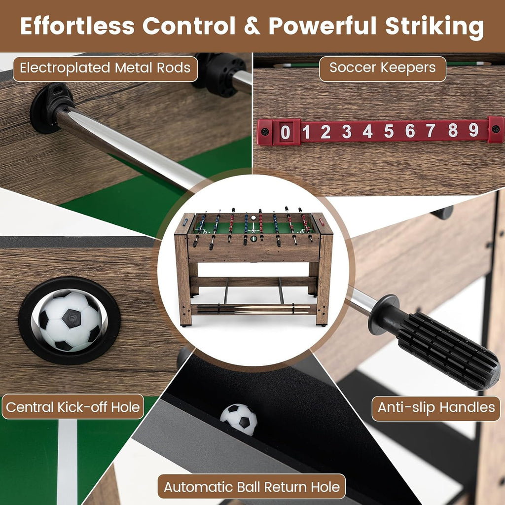 2-in-1 Swivel Multi Game Table, 48” Combo Game Table with Foosball & Pool for Adults, Indoor Outdoor Combination