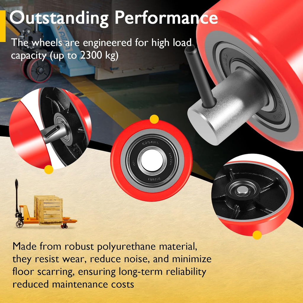 Pallet Jack/Truck Wheels Kit for Most Hand Pallet Jacks- Complete Set! | with Pairs of Steering Wheels 7"x 2", Load