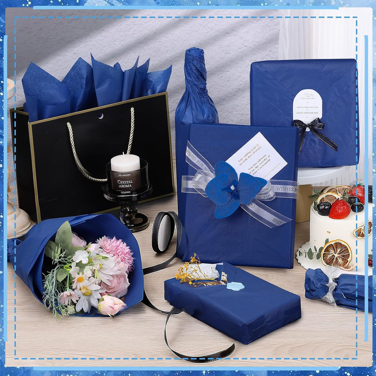 160 Sheets Navy Tissue Paper for Gift Bags 20 X 14 Inches