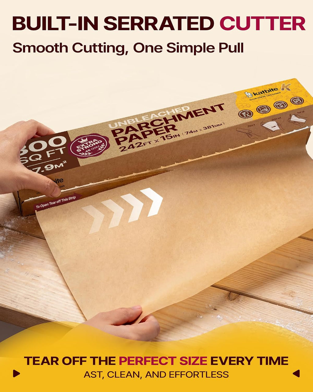 Unbleached Parchment Paper Roll, 15 in x 242 ft, 300 Sq Ft, 2 Pack