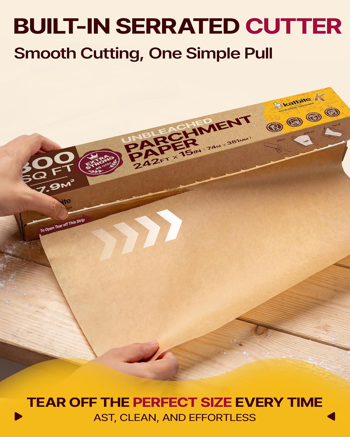 Unbleached Parchment Paper Roll, 15 in x 242 ft, 300 Sq Ft, 2 Pack