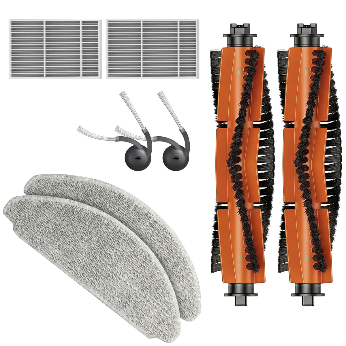 Mop, Filter, Roller Brushes, Side Brushes, Compatible with D17S MAX Self-Emptying Robot Vacuum and Mop, Replacement Accessories