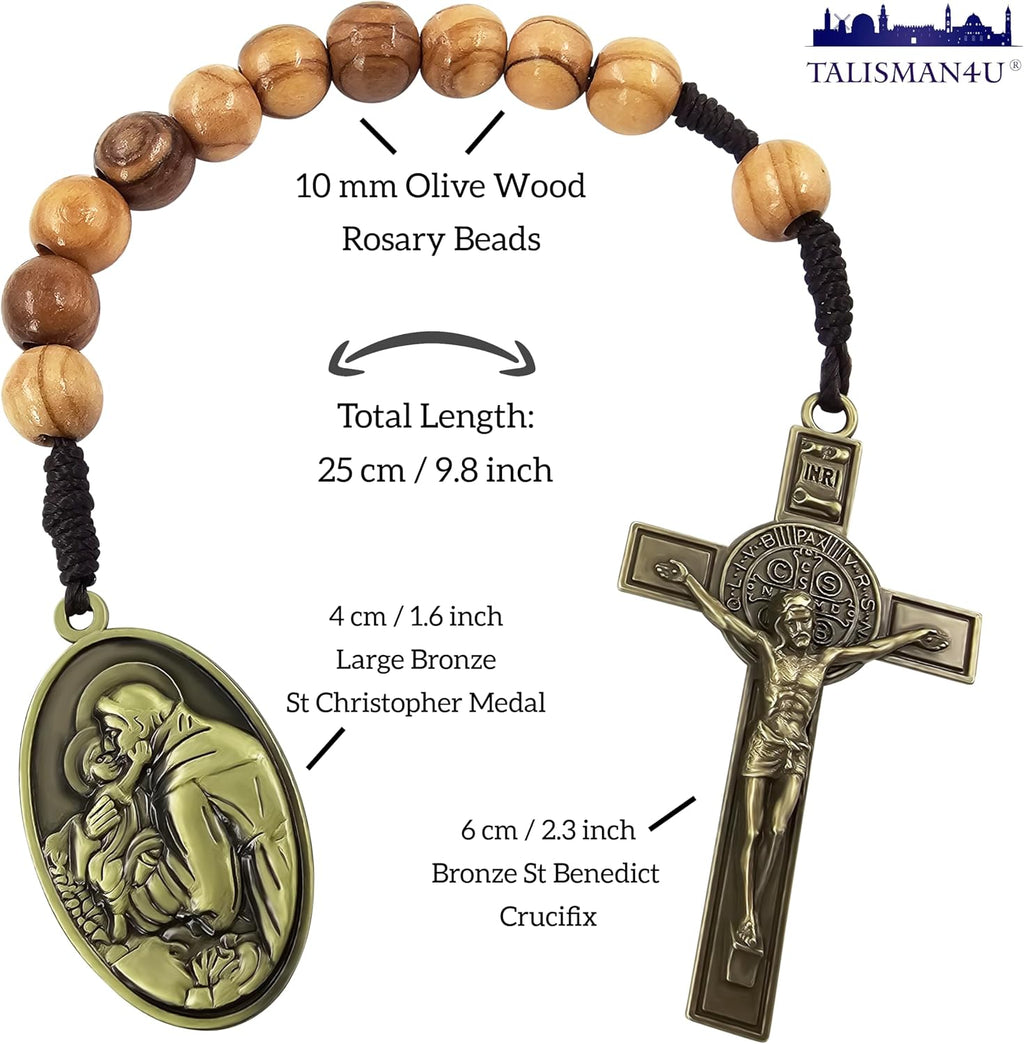 Saint Christopher Medal One Decade Pocket Rosary St Benedict