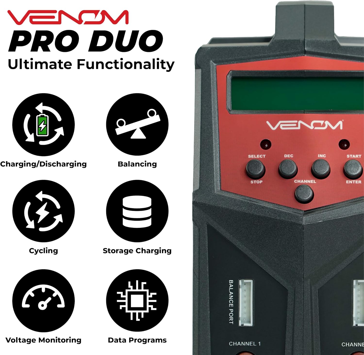 Pro Duo LiPo Battery Charger - LCD Screen, Charging Leads - Balance Charger & Discharger for LiPo, LiHV, Li-Ion