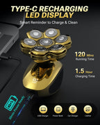Head Shaver for Bald Men, 7D Floating Electric Razor, Close Smooth Shave for Head, Flexible Heads, Replaceable Blade