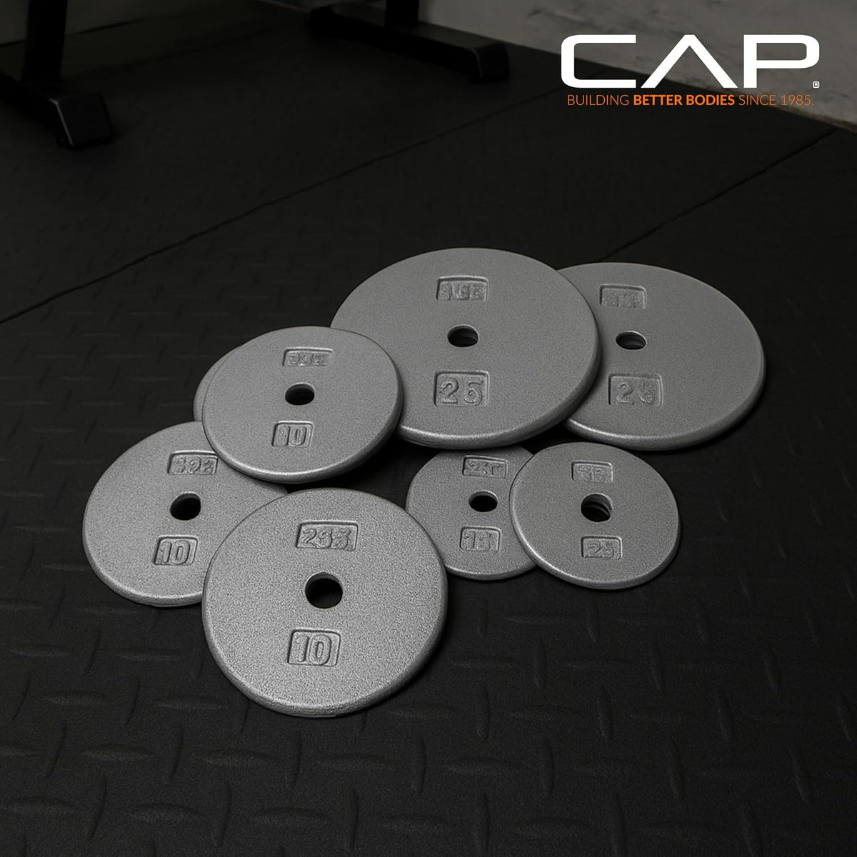 CAP 2.5lb Cast Iron Standard 1-Inch Weight Plates, 4-Pack, Black