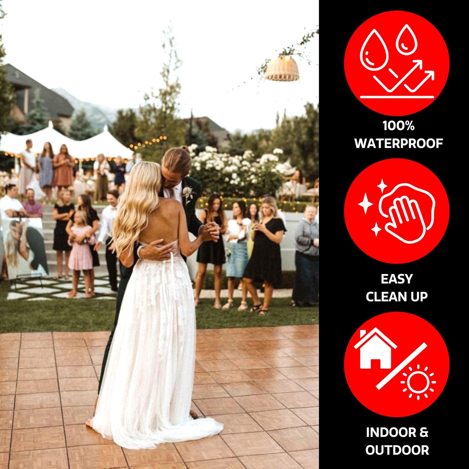 SnapLock Portable Dance Floor Kit, 3'x3', Oak Finish, 9 Sq Ft
