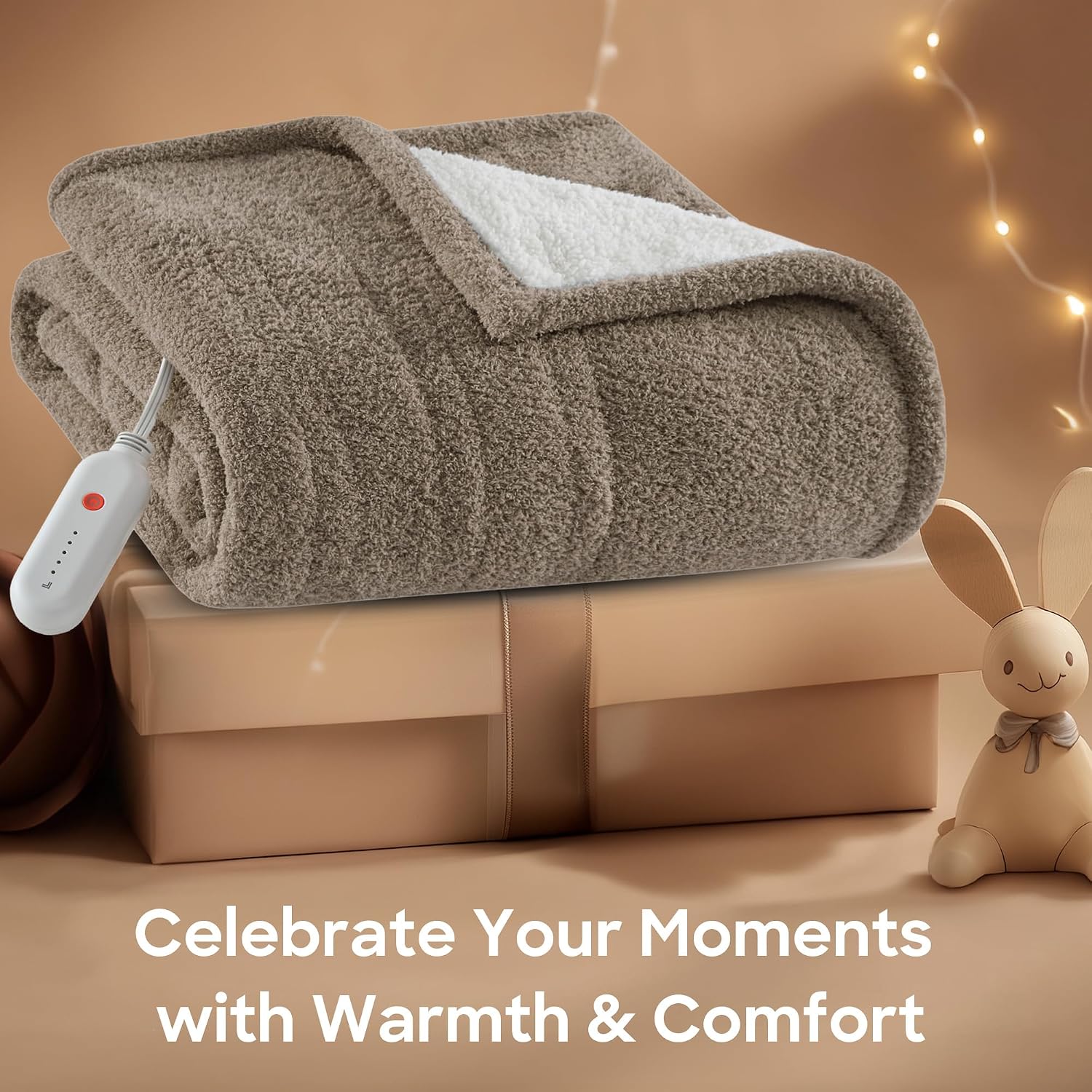Heated Blanket, Eletric Throw Blanket, Soft, Warm, Reversible Feathersoft - Sherpa Heating Blanket Throw, 5 Lv