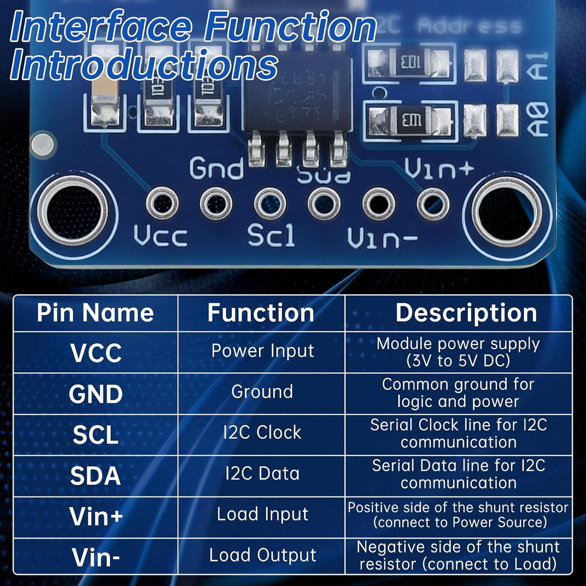 5PCS INA219 I2C Bi-Directional DC Current Sensor Module