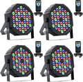 36W RGB LED Stage Lights 4 Pack, DMX512 DJ Par Lights with Sound Activated & Remote, Uplights Indoor Kit for Party