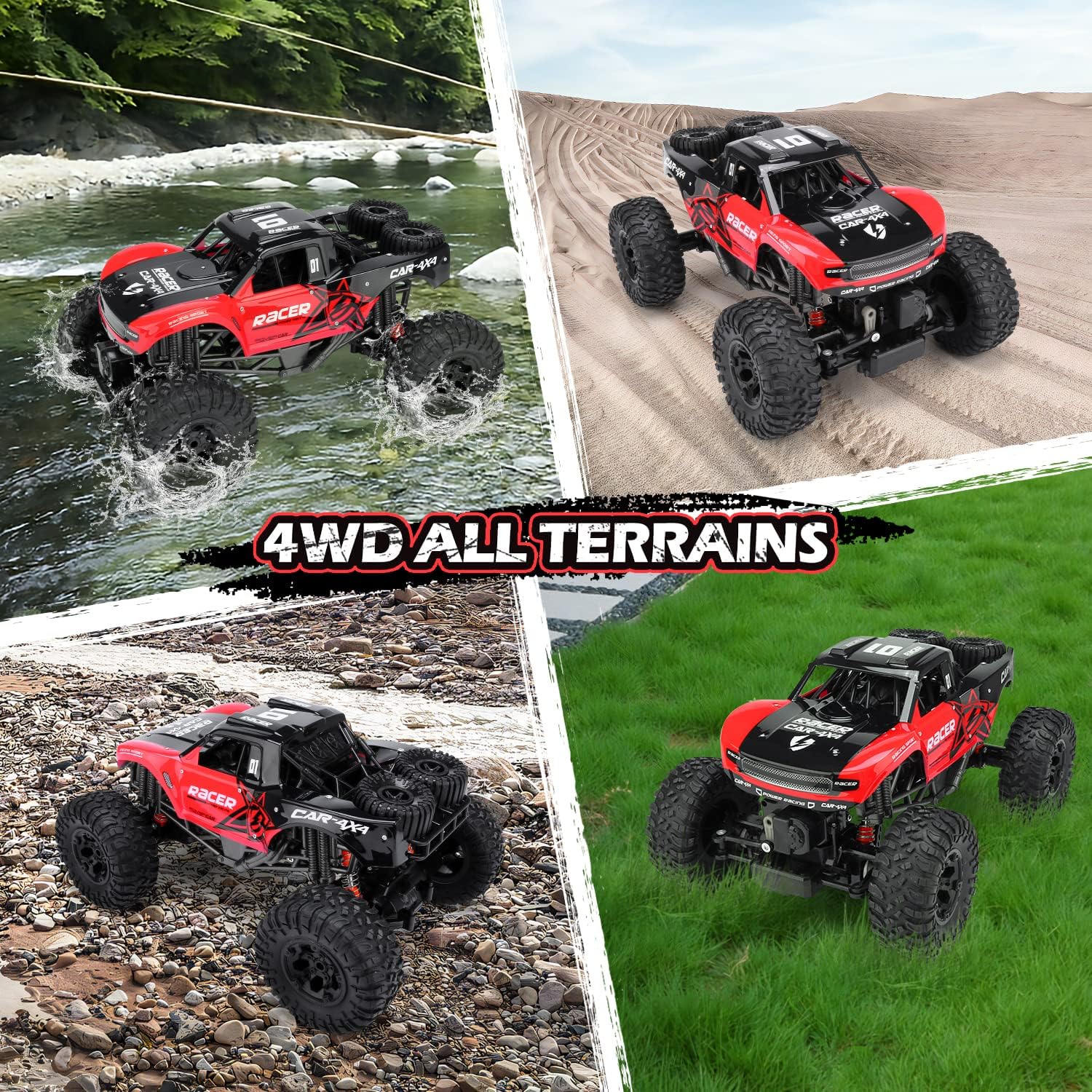 RC Trucks 4x4 Offroad Waterproof - 1:12 Scale Large Amphibious Remote Control Car, Dual Motors Crawler Vehicle