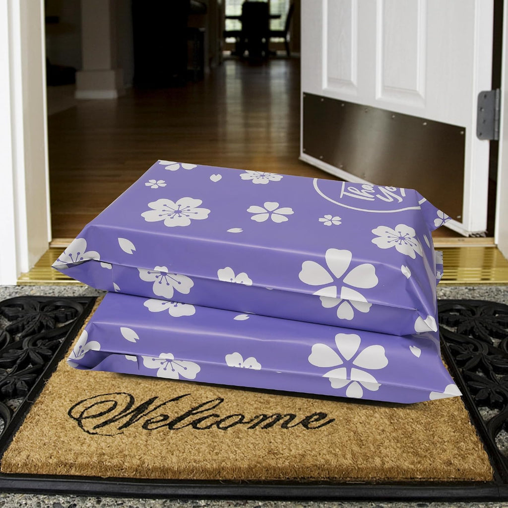 Poly Mailers 10x13 Inch, 25 Pack, Purple Floral Shipping Bags