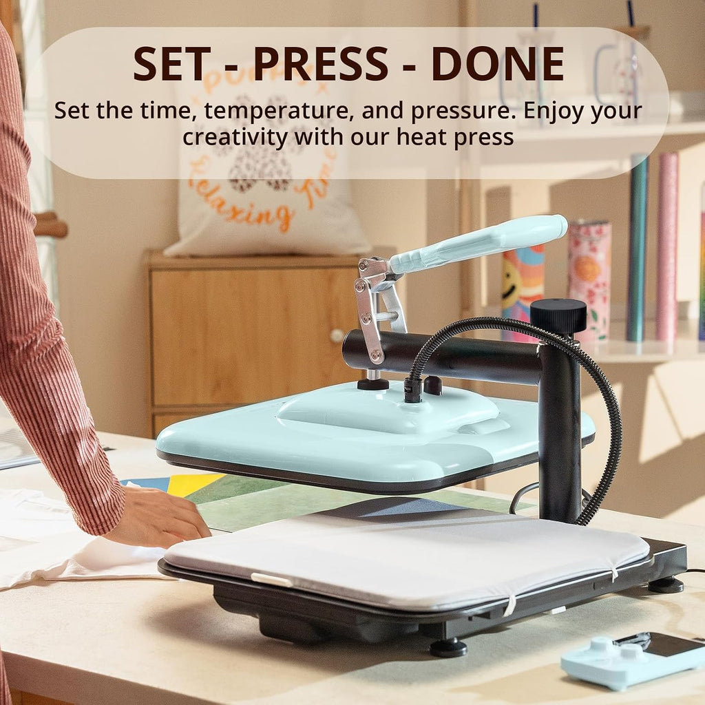 Heat Press Machine 15x15 - Swing Away Shirt Press for Sublimation | 1500W Rapid EvenHeating, Adjustable pressure knob