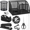 Black Desk Organizer and Accessories, Black Desk Asccessories Office Supply Kit Include Mesh Desktop Organizer